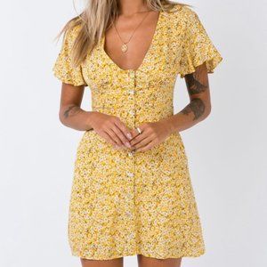 Yellow Floral Mini Dress